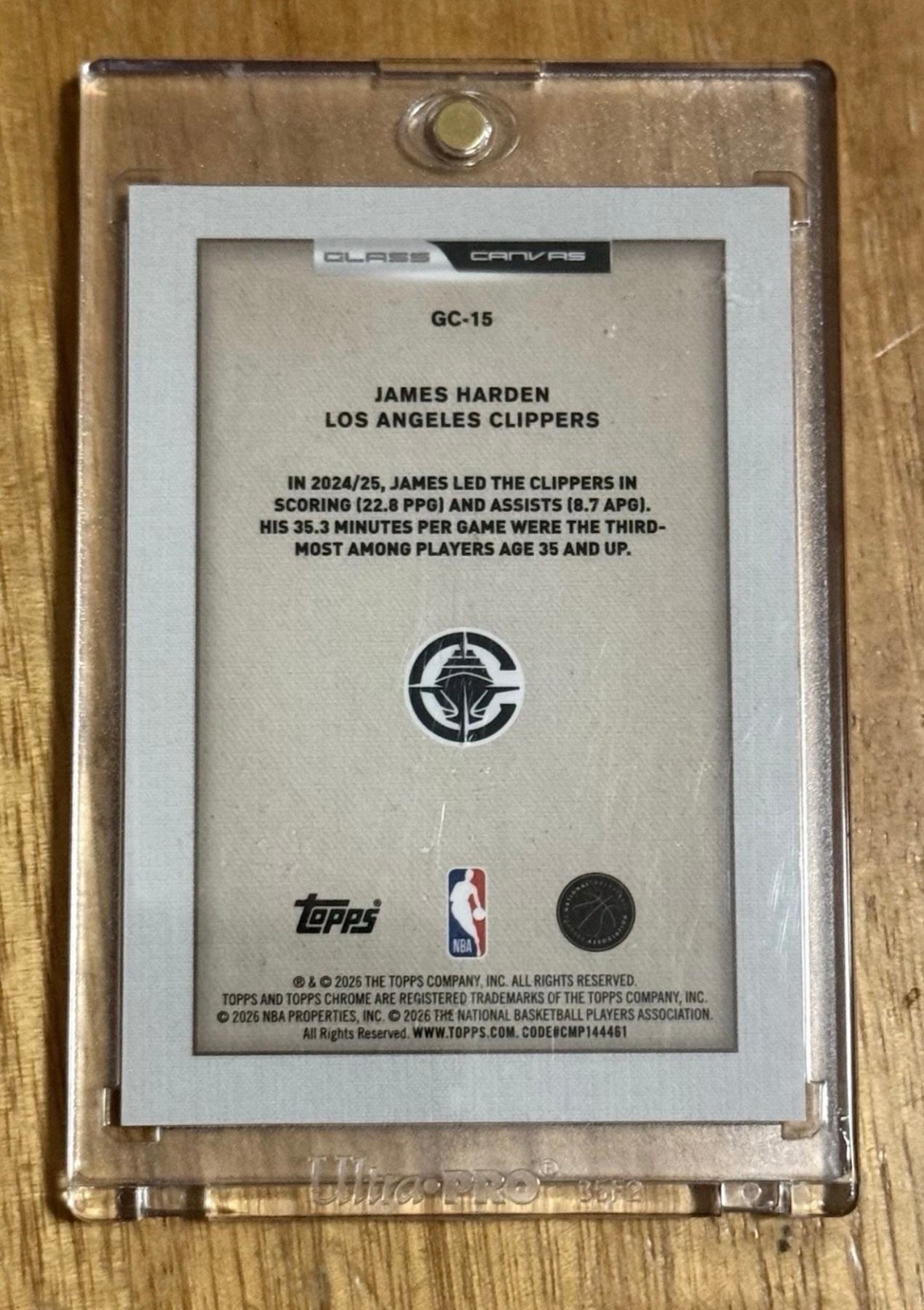 2025-26 Topps Chrome Update James Harden Glass Canvas - back