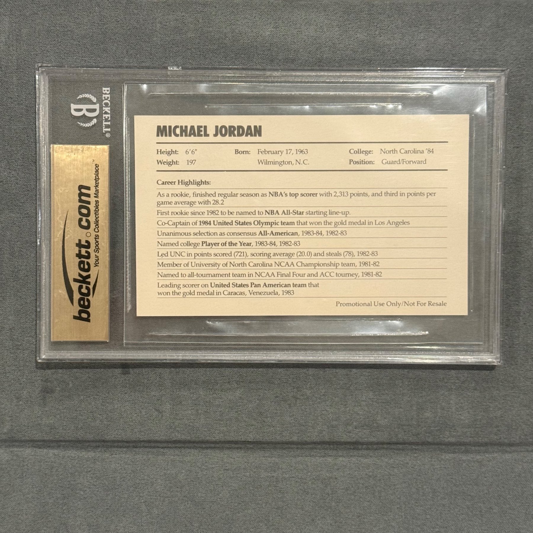 1985 Michael Jordan rookie Nike Promo BGS9.5 Gem Mint - back