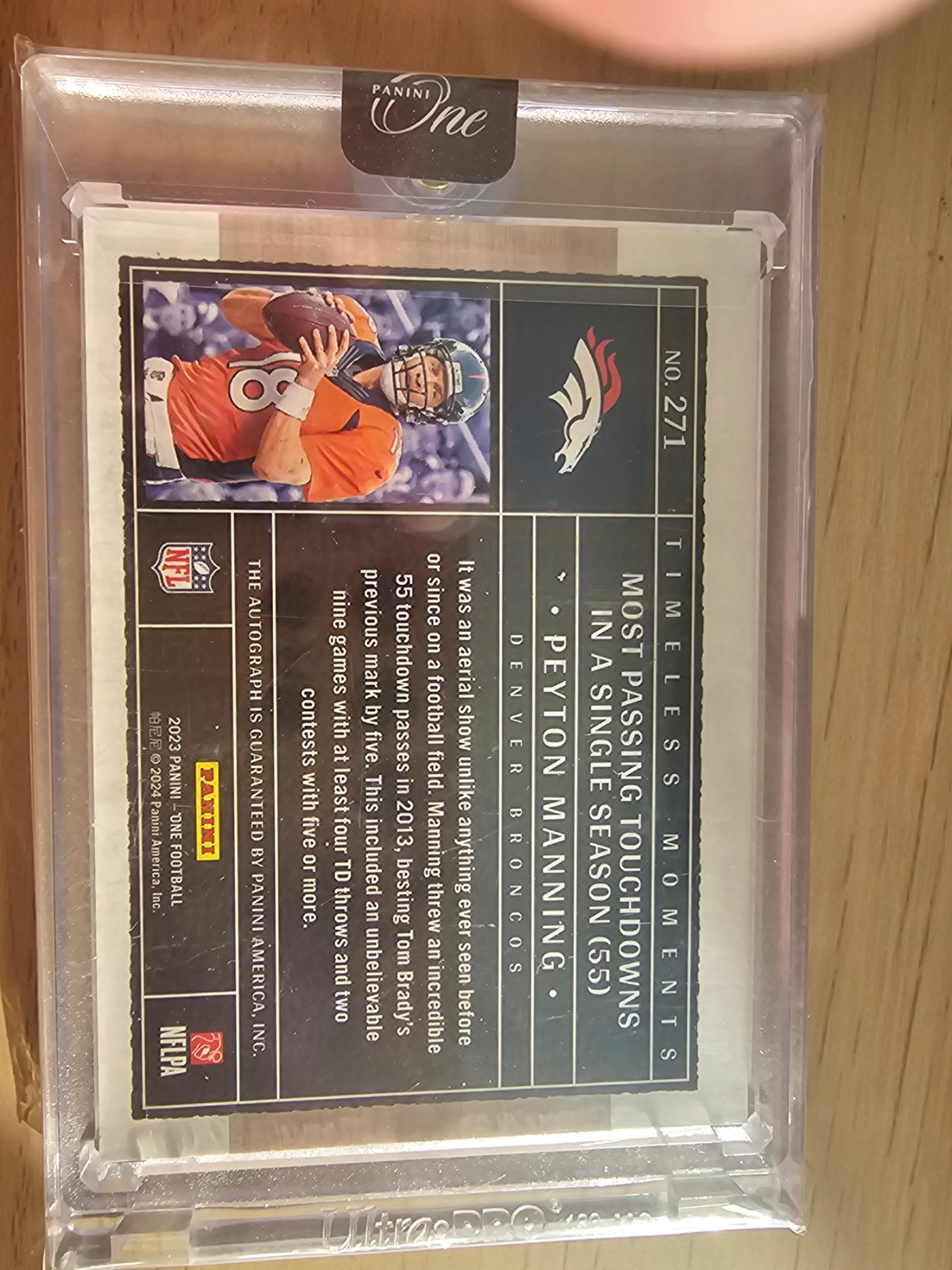 2023 NFL one timelss moment Peyton Manning auto 02/10 - back