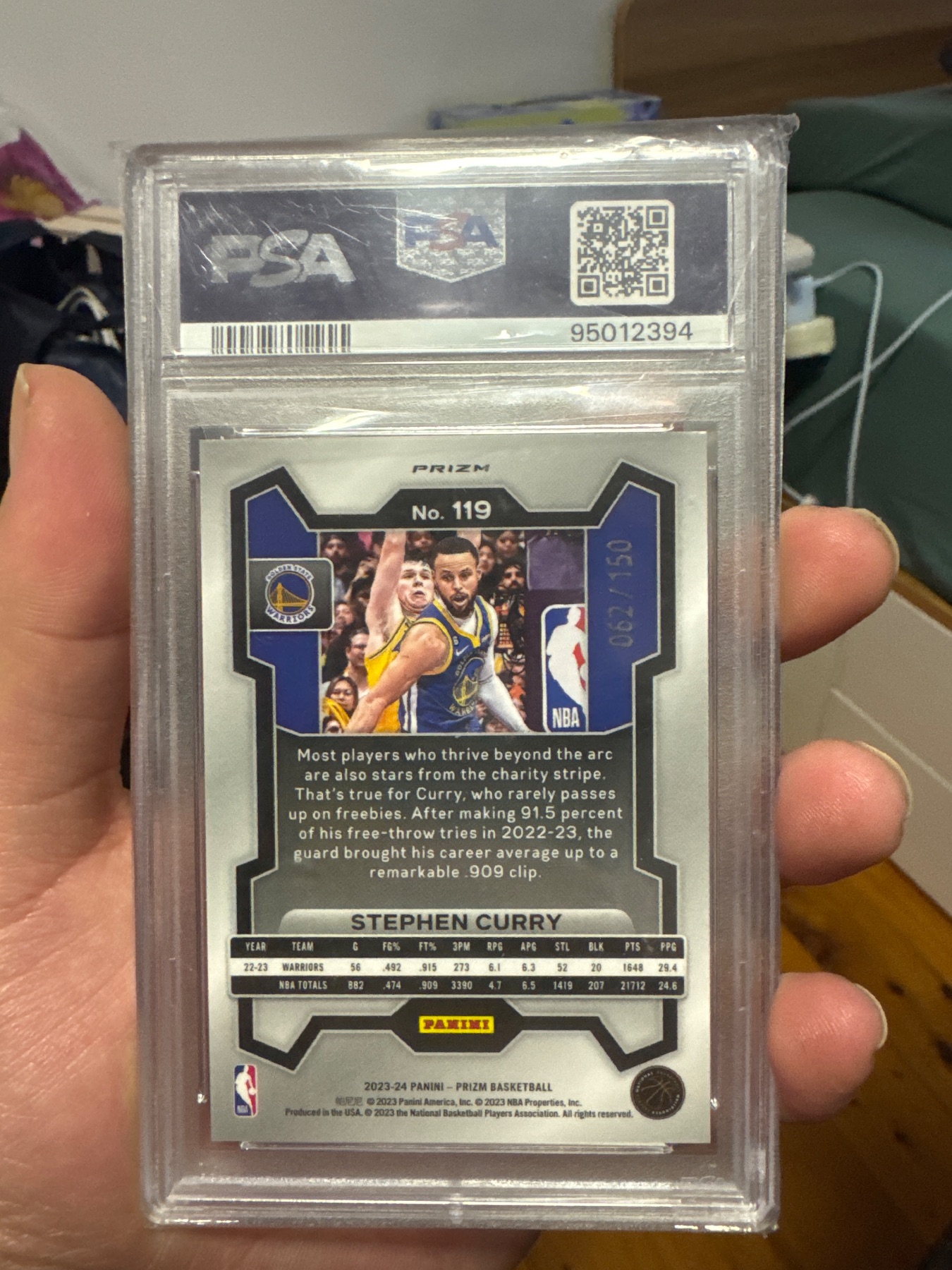 2023 Stepgen Curry Prizm Blue Fast Break /150 - back
